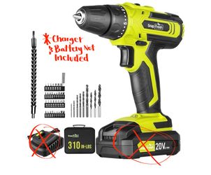 SnapFresh 20V Cordless Drill, 3/8" Power Drill Set w/ 21+1 Torque Setting, 43PCs