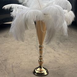 6 Trumpet Vases With Ostrich Feathers