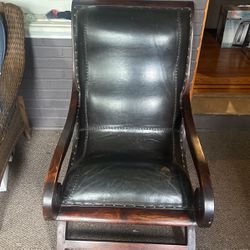 Wooden Chair With Otterman Brown Leather