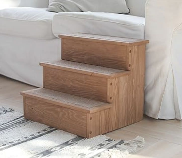 NEW Pet Stairs W/ Storage W/ Carpet, Wood Bedside Ramp W/ Storage, Dog Steps, Dog Stairs !