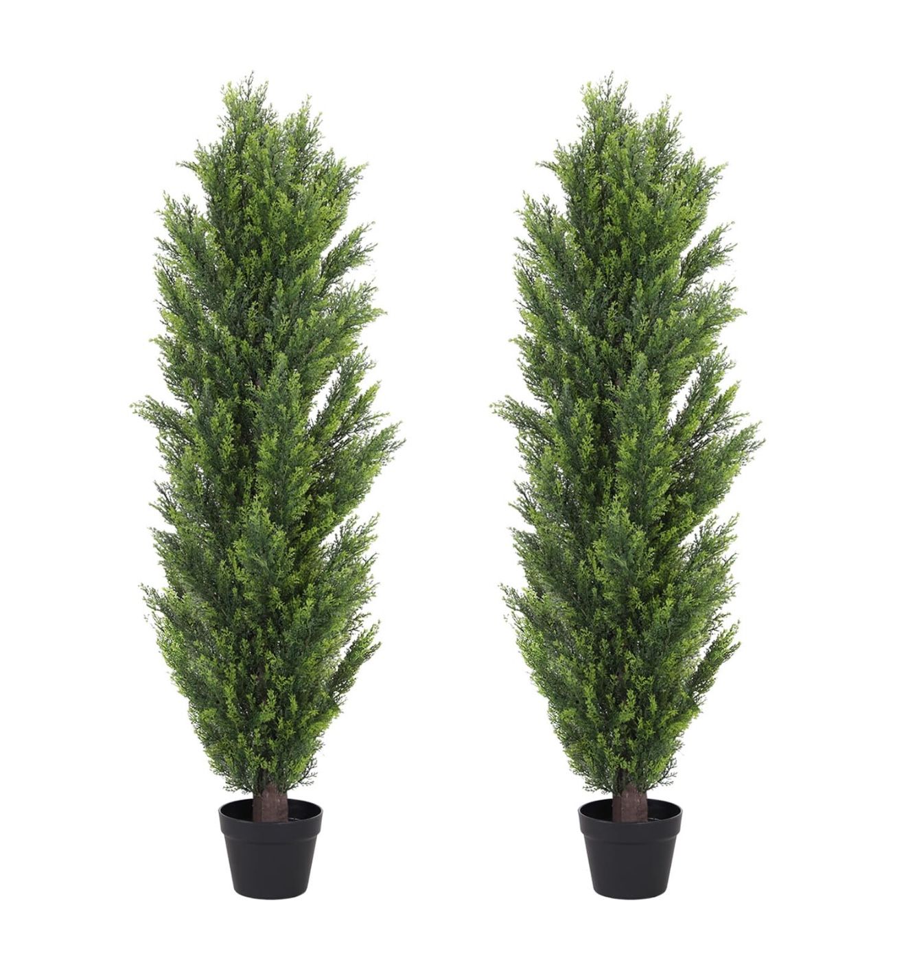 THE BLOOM TIMES 5ft Topiary Trees Artificial Outdoor – UV Resistant Faux Cedar Pine Cypress Bushes and Shrubs, Fake Potted Plants for Front Porch Outs