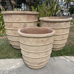 Antique Terracotta Pots-Brown Terracotta Planters($305 set of 3)