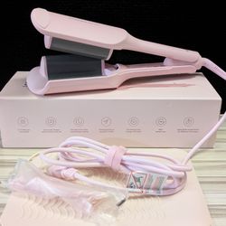 LENA S12 Beach Waver Curling Iron, 2-Barrel Hair Wand, Adjustable Temp, Titanium Coating