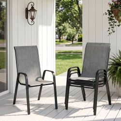 Pirecart Set of 4 Patio Dining Chairs, Textilene Outdoor Stacking Chairs for Poolside, Backyard, Garden