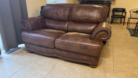 Brown leather sofa