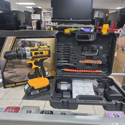 Power Drill With 2 Batteries And Multiple Attachments 