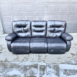Real Leather Power Reclining Sofa Couch – Dark Brown – Free Delivery 🚚