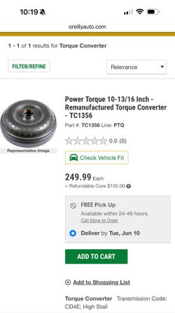 2001 Escape Ford Torque Converter