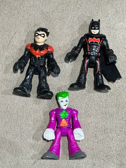 Imaginext DC Super Friends Batbot - Red Batman & Robin & Joker Figure lot of 3