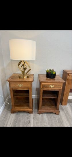 Vintage Solid Wood Nightstands – Matching Pair – Refinished