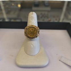 14k solid gold coin Ring 11.6 grams size 10 layaway available 10% dwon if you interested please make sure you ask for Maribel thank you