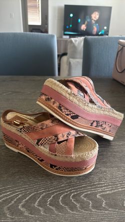 Torry Burch Platform Espadrille Sandals Snake Print W:8