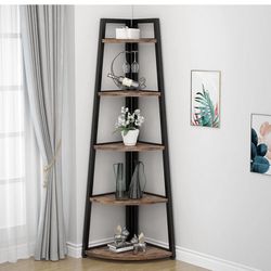  New 5-Tier Corner Shelf, 70" Tall Corner Ladder Shelf Small Bookshelf