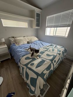 Queen IKEA Mattress + Metal Bed Frame (Medium Firm) – Great Condition