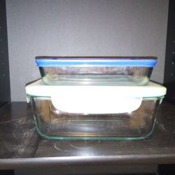 2 Glass Storage Containers 