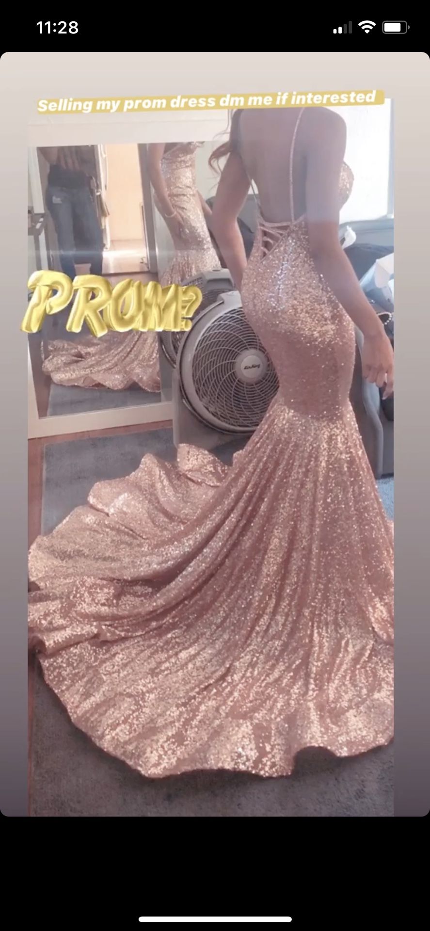Clarisse rose gold shimmery prom dress