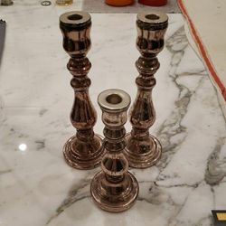 World Market 3 Candle Holders Like New - Aged Silver
