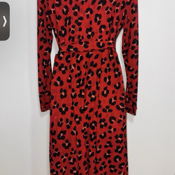 CAbi #5771 Red Siren Wrap Dress Long Sleeve Leopard Print Women Size Large , Perfect Conditions Used Once