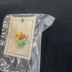 Vintage Easter Yellow Duck Children's Pin Rubber Duckie