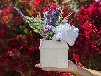 💜 Purple Floral Arrangement In White Vase 