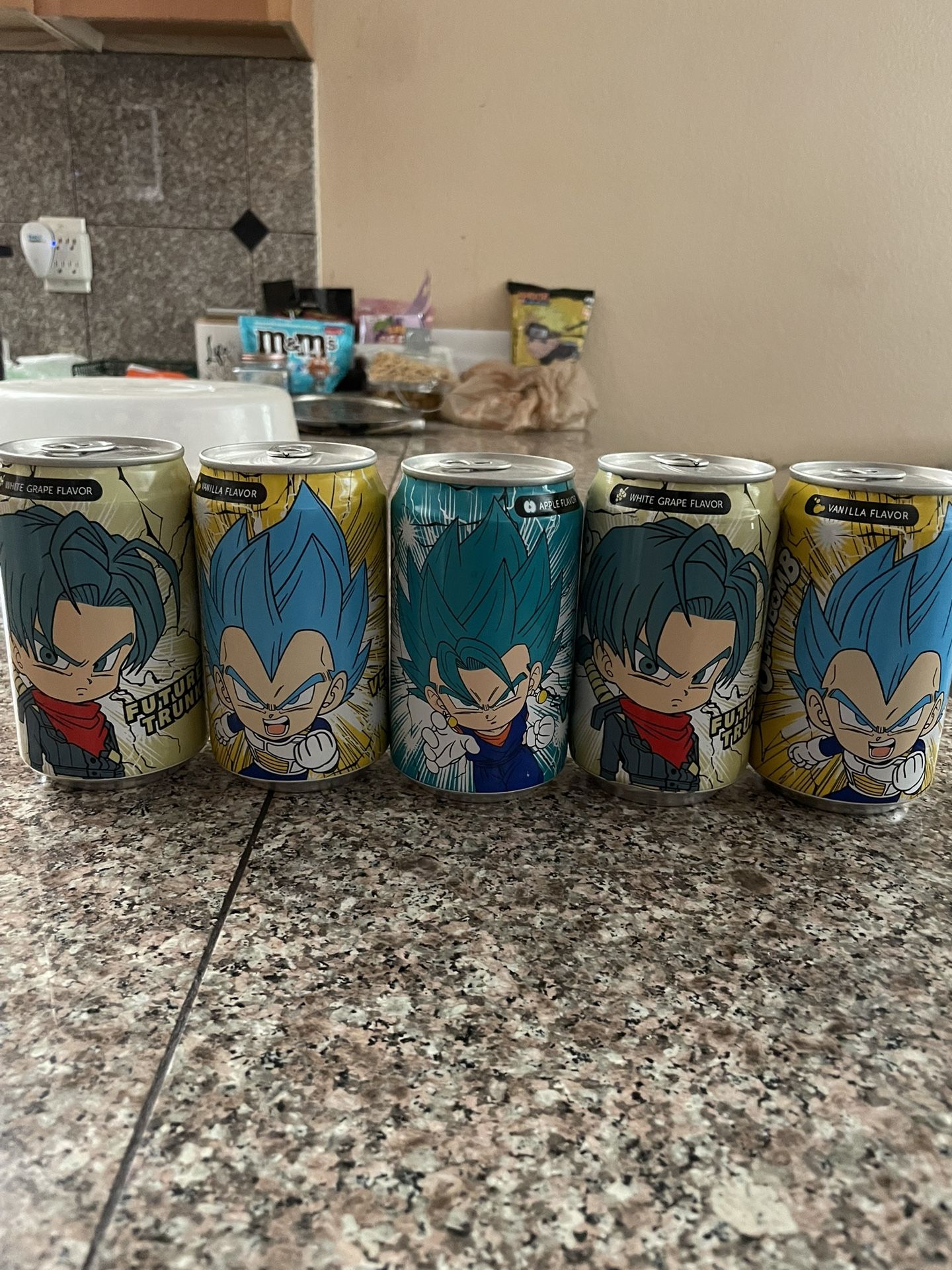 Collectible Dragon Ball Z OceanBomb Sparkling Water (Vanilla, White Grape & Apple Flavors). $10 per piece. Or any 3 for $25.