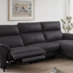 Brand New Black Leather Modern Style Sectional Sofa 