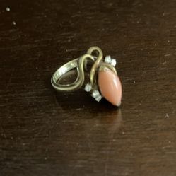 14k Yellow Gold With Coral / Diamonds