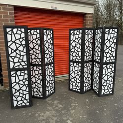 Set of 2 Folding Privacy Screens (4-Panel Room Dividers)