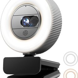 1440P Quad HD Webcam with Microphone, G910 Web Camera Privacy Cover & Ring Light, USB Computer Camera for MacBook/Laptop/Desktop, PC Streaming Camera