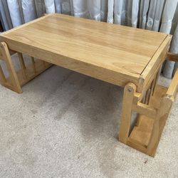Wood ‘Breakfast in Bed’ Serving Tray/Reading Table with Magazine/Book Side Storage