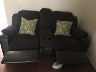 Love seat brown recliner sofa