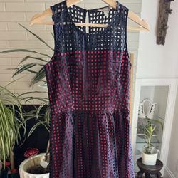 Banana Republic Navy and Red Midi Dress. Never Worn.