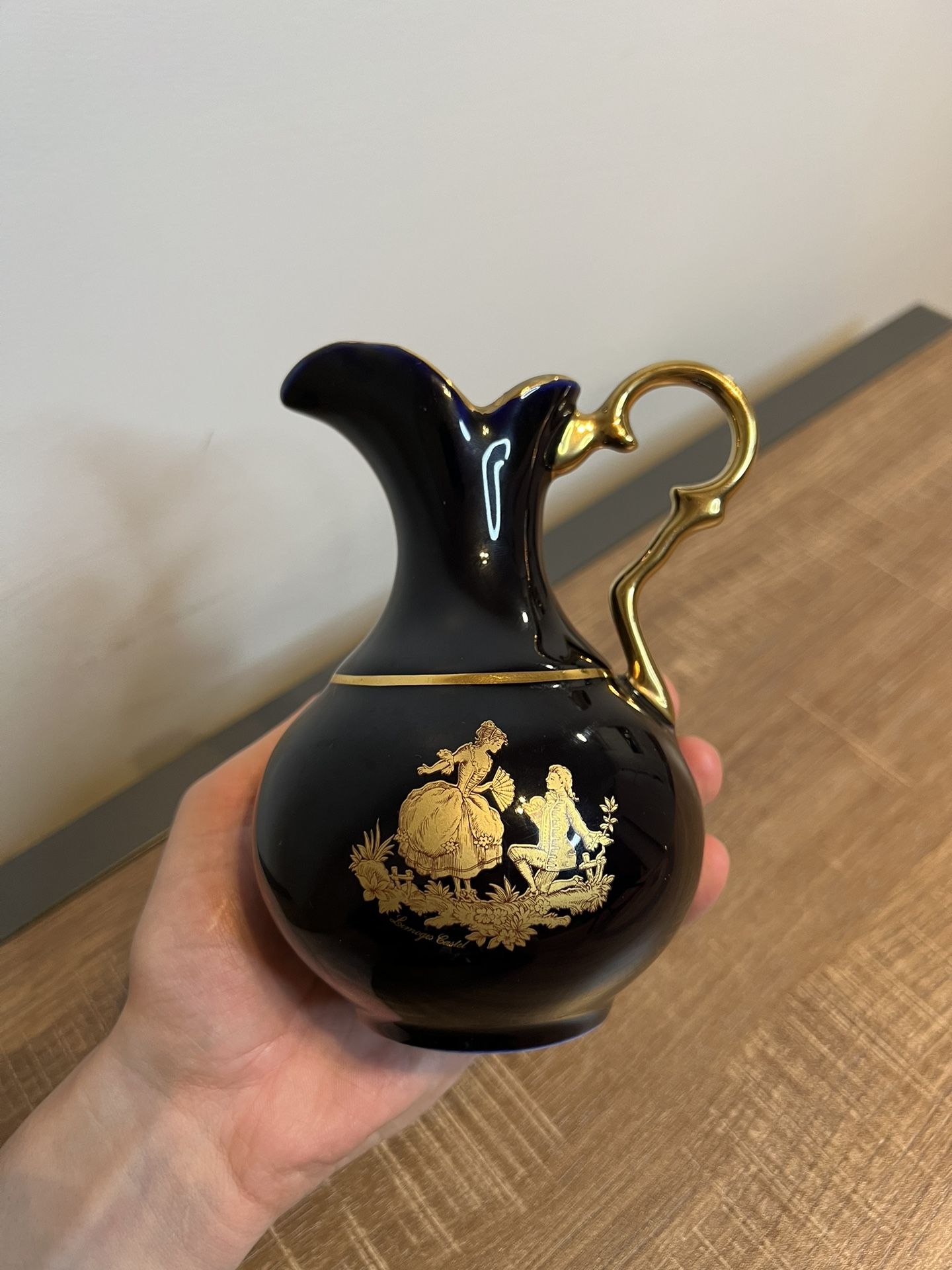 Limoges Castel France Cobalt Blue 22k gold Pitcher Vase
