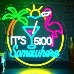 Its 5 00 O'clock Some Where Neon Sign For Wall Decor Five Oclock Somewhere Sign Bar Beer Garage Neon Light Size 13.1 * 13in(GLNP166)