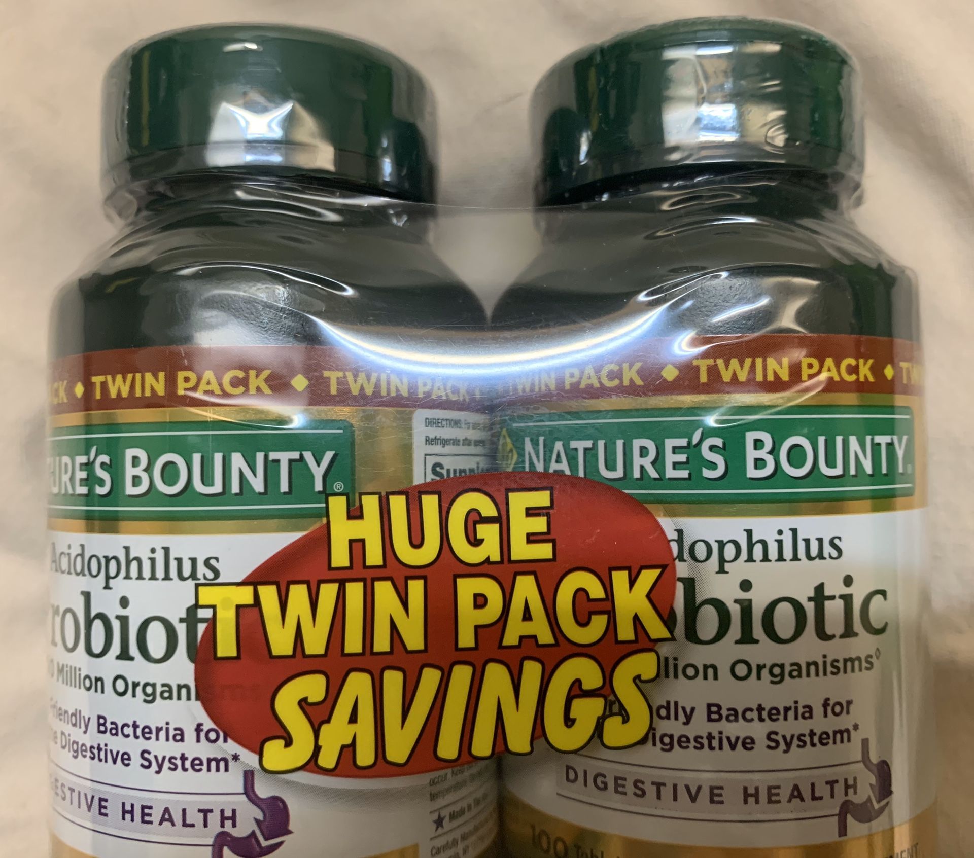 Nature’s Bounty twin pack Probiotic for digestive health-RETAIL PRICE $17.99+tax **DISCOUNT if buying more than 1