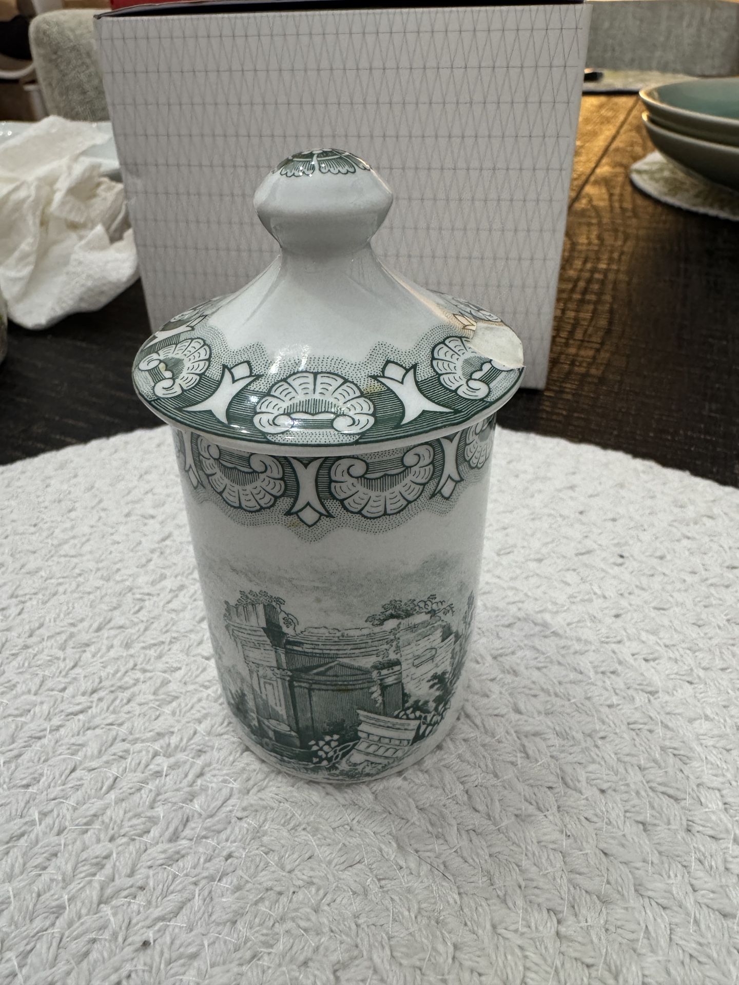 Spode Collection GREEN Coriander Spice Jar With Lid