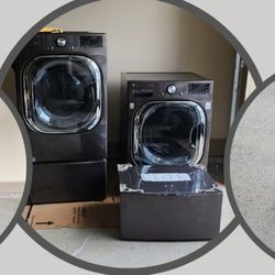 LG front washer, LG front Dryer, Pedestal and Lower Pedestal washing Sidekick.