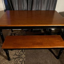 Real Wood Kitchen Table With Matching Bench 