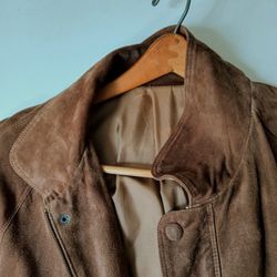 $22 Mens Sz L, Camel/Tan SUEDE JACKET, excellent @ mid-SFV