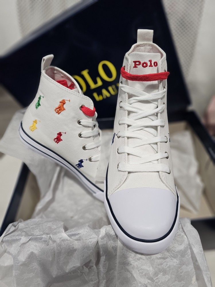 POLO RALPH LAUREN White multi hampty hi ll kids shoes size 5 junior