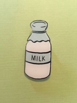 Milk bottle acrylic pin