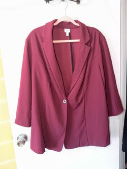 Burgundy Single-Button Blazer