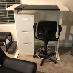 Adjustable Height Desk And 3 Drawer Filing Cabinet