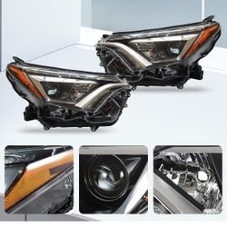 Pair Halogen Headlight Left & Right Headlamp Black Housing W/o Bulb For 2016 2017 2018 Toyota RAV4 81110-0R080