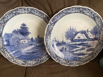 Giant vintage Delfts ceramic plates from Holland
