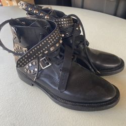 YSL Black Leather Ankle Boots 