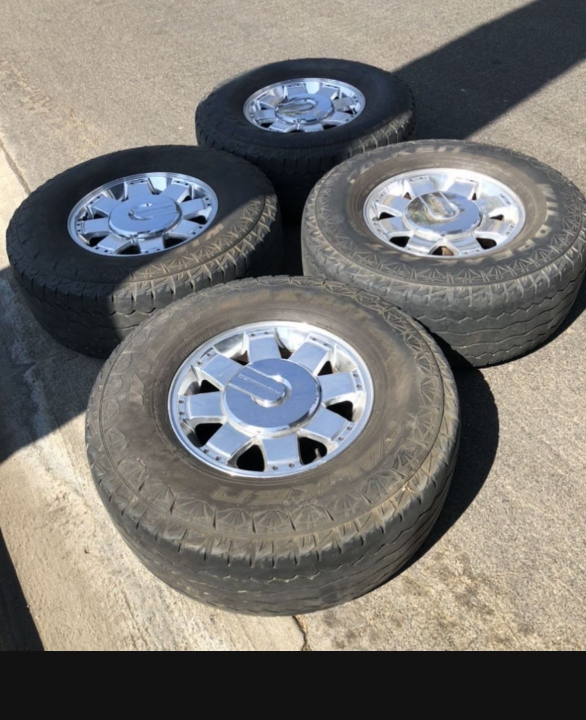 4 - 35x12.50r17LT 8x6.5 8x165.1 Stock Hummer H2 Chrome Rims Wheels With Tires!!