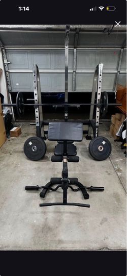 Gold Gym Weight Bench Rack and Pulley Set