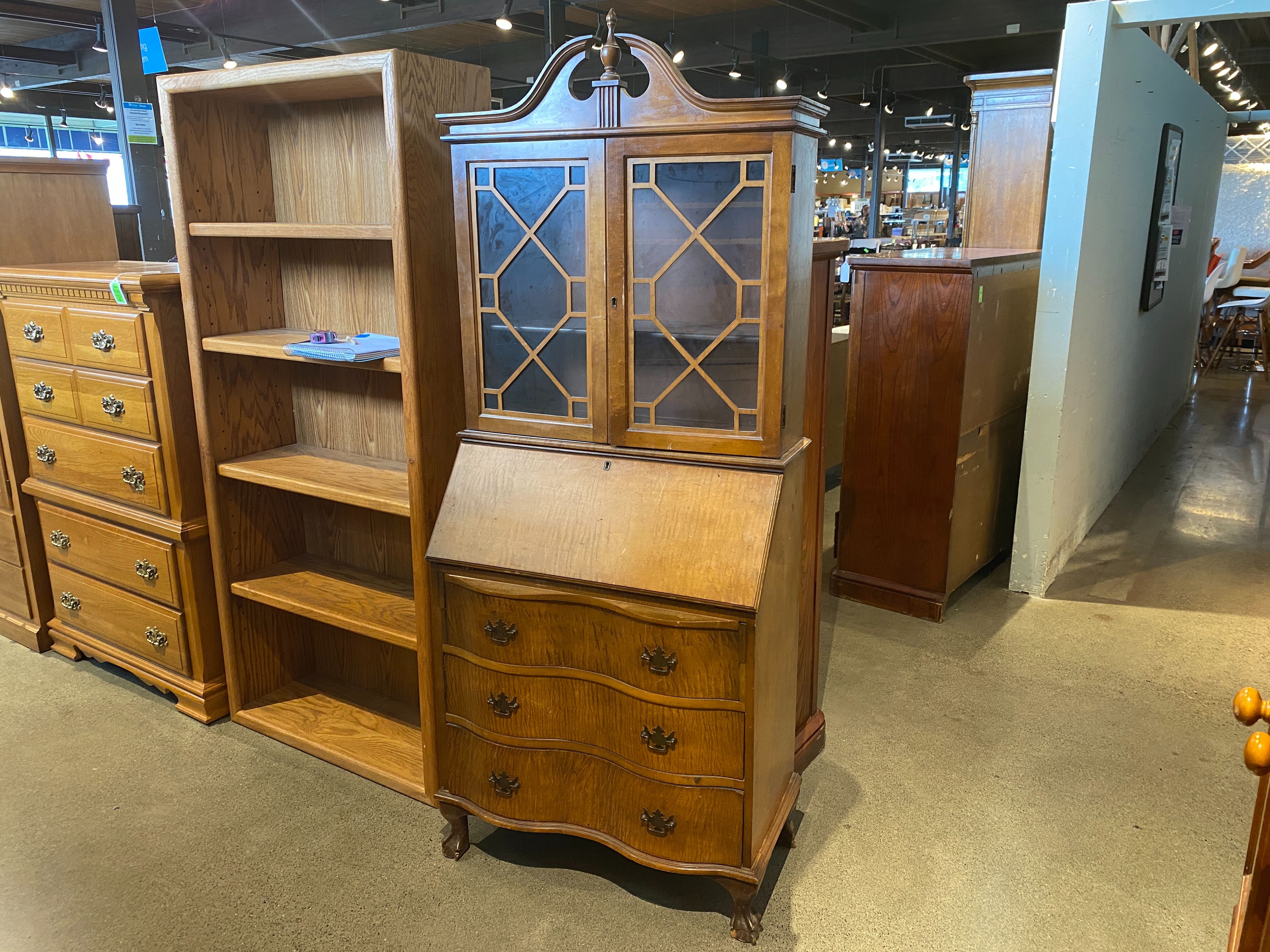 Clawfoot Secretary Desk w/ Adjustable Shelves