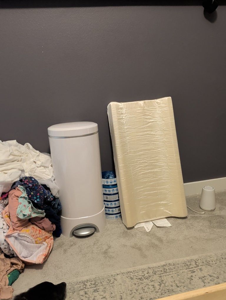 Changing Pad And Diaper Pail With Replacement Bags